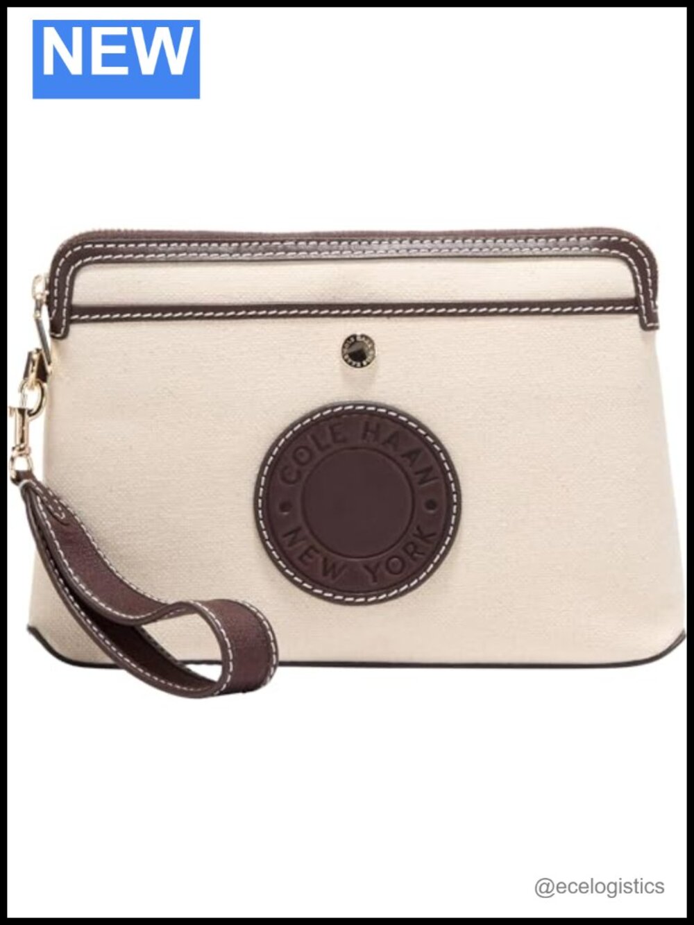 Canvas Pouch with Removable Wristlet, Zip Closure, Interior Card Case